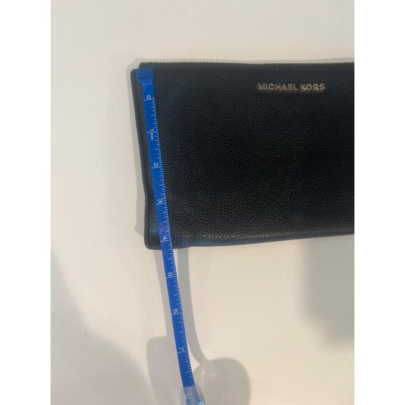 Michael Kors Black Leather Wristlet Pouch With Gold-Tone Zipper Closure - Picture 8 of 8